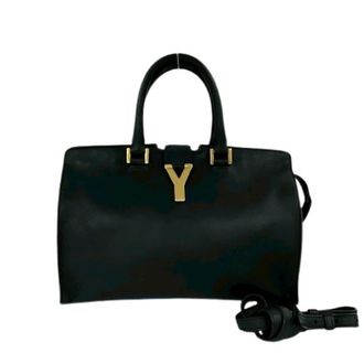 Saint Laurent Pre-owned Handbags, female, Black, Size: ONE SIZE Pre-owned Petit Cabas Leather 2way Handbag