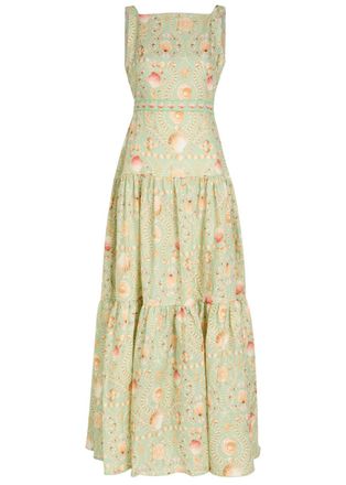 Agua Bendita Abeja Printed Linen Maxi Dress - Multicoloured - M (UK10)