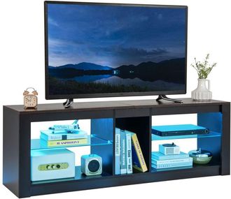 Costway TV Stand w/ LED Light for 65 Modern Media Console Table w/Shelves