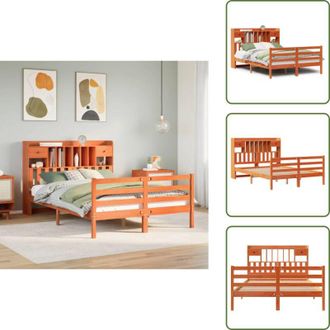 vidaXL Letto con base a doghe - vidaXL Letto Libreria senza Materasso Marrone Cera 150x200 cm in Pino - Letto salvaspazio