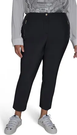 Karl Lagerfeld Double Zip Pants in Black at Nordstrom, Size 14W