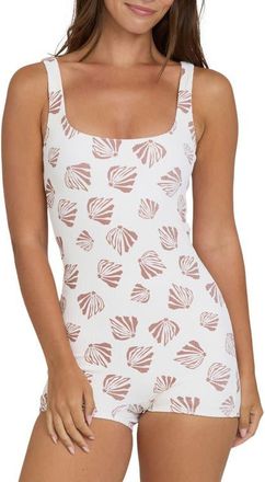 Billabong Sandy Shells Thalia Cutout Surf One-Piece Swimsuit in Salt Crystal at Nordstrom, Size X-Large