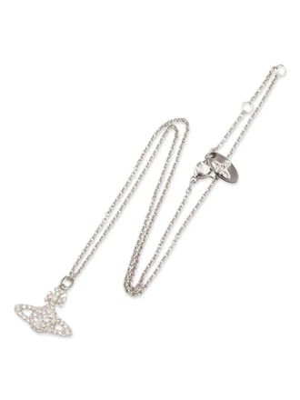 Vivienne Westwood 2020s Grace Bas Relief necklace - women - Brass/Crystal - One Size - Silver