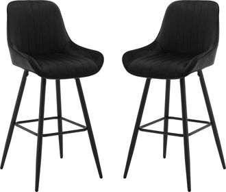 Woltu Woltu - Juego De 2 Taburetes De Bar De Cocina De Terciopelo Con Reposabrazos Tapizado Con Asiento Terciopelo Taburetes Para Cocina Restaurante Pub Neg