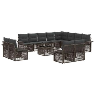 vidaXL Conjunto De Sof&aacute;s De Jard&iacute;n 13 Pcs Gris Y Gris Oscuro Vidaxl