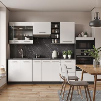 Vicco Mueble De Cocina Fame-line, Blanco Brillo/antracita, 280 Cm, Et Antracita