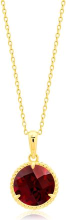 MAX + STONE 14k Yellow or White Gold Roped Halo 6mm Round Gemstone Pendant Necklace