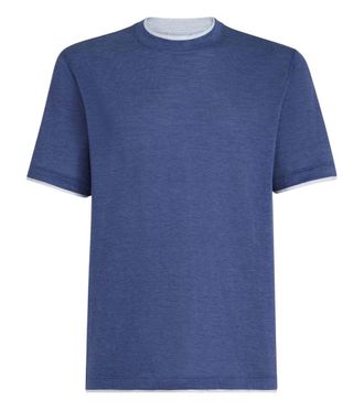 Brunello Cucinelli Blue Crew Neck T-Shirt
