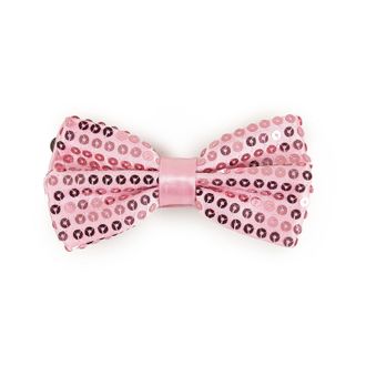 Generic Sequin Banded Bow Ties Mens Adjustable Length Bowtie, Double-Layer Bowtie, Many Colors to Choose From, Pink, One size