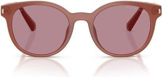 Michael Kors Pienza 53mm Polarized Round Sunglasses in Primrose /Rose Mirror Polar at Nordstrom