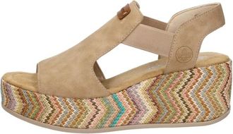 Rieker Sandalen met Hoge Hak - Dames - Sleehakken - Beige - 40 EU - Schoenen