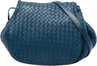 Bottega Veneta Pre-owned Woven Nappa Crossbody Bag - Dames - Vintage Schoudertas - Blauw - ONE Size - Leer - Vintage