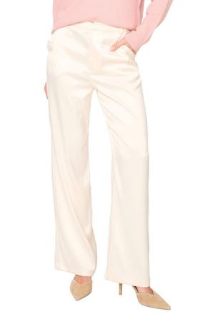 Gibsonlook Lindsey Wide Leg Satin Pants in Light Taupe at Nordstrom, Size Xx-Small