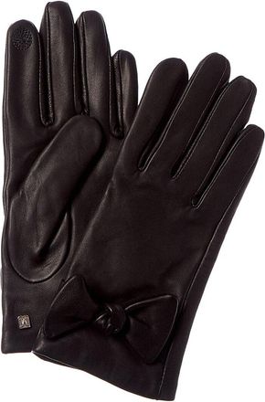 Bruno Magli Knotted Bow Cashmere-Lined Leather Gloves