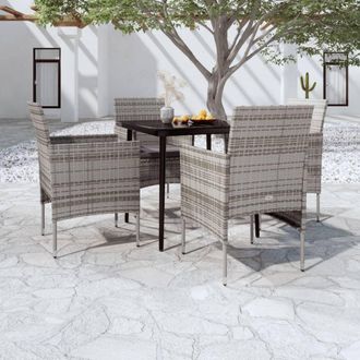 vidaXL Juego De Comedor Para Jard&iacute;n 5 Piezas Con Cojines Gris Y Negro Vidaxl