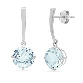 MAX + STONE 14k White Gold Solitaire Round-Cut Gemstone Drop Earrings (8mm)