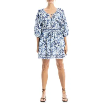 Max Studio Puff Sleeve Minidress in Blue at Nordstrom Rack, Size X-Small