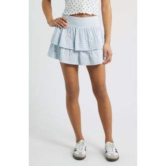 BP. Tiered Ruffle Cotton Miniskort in Blue Bird at Nordstrom, Size Xx-Small