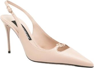 Dolce & Gabbana D&eacute;collet&eacute; Slingback con Logo - - Shoes - Donna - Beige - 40 1/2 EU