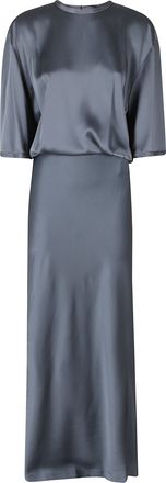 Semicouture Pewter Karissa Envers Satin Midi Dress