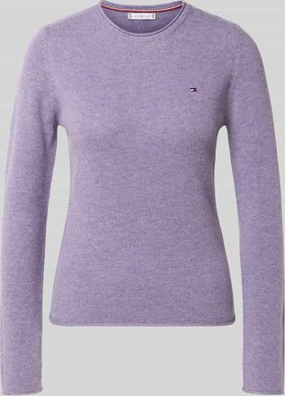 Tommy Hilfiger Slim Fit Strickpullover aus reiner Wolle in Flieder, Größe XXL