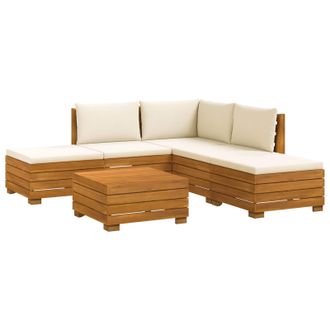 vidaXL Conjunto De Sof&aacute;s De Exterior Con Coj&iacute;n 6 Pieza Marr&oacute;n Vidaxl