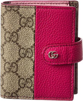 Gucci Floral Gg Supreme Canvas & Leather Card Holder