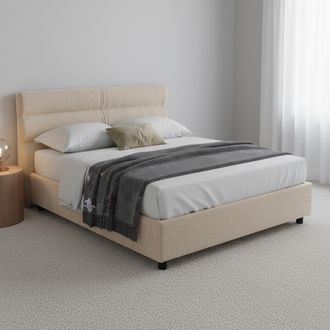 Dmora Cama Matrimonial Briaglia, Desenfundable, Con Almacenaje, Hecha En Italia, Colch&oacute;n 160x200 Cm, Gris Taupe Taupe