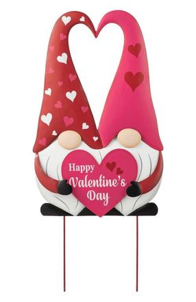 Glitzhome 30H Valentines Metal Gnome Couple Yard Stake in Red at Nordstrom, Size Medium