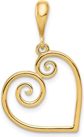 Diamond2Deal 14k Yellow Gold Polished Swirl Heart Pendant
