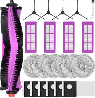 OEM 22 Accesorios Para Aspiradora Robot Eureka J15 Pro Ultra: 1 Cepillo Principal, 6 Pa&ntilde;os De Limpieza, 4 Filtros Hepa, 6 Bolsas Para Polvo, 4 Cepillos La