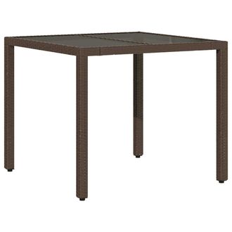 vidaXL Vidaxl - Tavolo Da Giardino Piano In Vetro Marrone 90x90x75cm Polyrattan