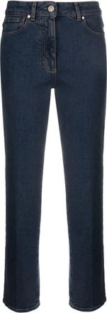 PESERICO logo-appliqu&eacute; straight-cut jeans - women - Cotton/Cotton/Polyester/Elastane - 38 - Blue