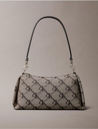 Calvin Klein Womens Monogram Jacquard Shoulder Bag - Black