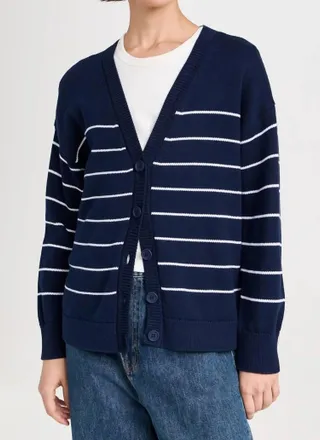525 america Sarah Relax Stripe Cardigan In Dark Blue