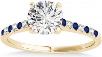 Allurez Diamond & Blue Sapphire Single Row Engagement Ring 14k Yellow Gold (0.11ct)