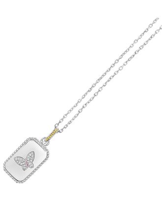 Phillip Gavriel 18K Over Silver 0.10 ct. tw. Diamond & Tourmaline Butterfly Medallion Tag Necklace