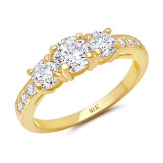 MAX + STONE 10k Gold 1 Carat Cubic Zirconia Engagement or Anniversary Three Stone Ring