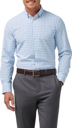Mizzen+Main Leeward Trim Fit Check Performance Button-Up Shirt in Cloud Blue Wyatt Plaid at Nordstrom, Size Xx-Large