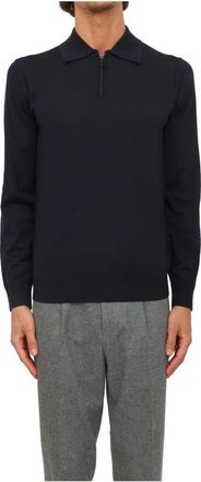 Paolo Pecora Maglia A Polo - Heren - Ronde hals truien - Blauw - 3XL - Wol - Truien & Vesten