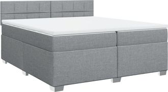 vidaXL Cama Box Spring Con Colch&oacute;n Tela Gris Claro 200x200 Cm Vidaxl
