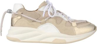 DWRS Witte/Beige Leren Sneakers voor Dames - Dames - Sneakers - Beige - 37 EU - Schoenen