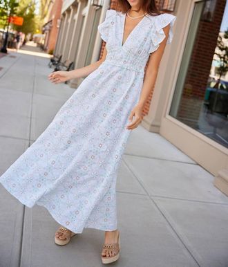 Sail to Sable Vneck Maxi Dress In Cabbage Eyelet