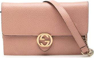 Gucci Pre-owned Gucci Dollar Calfskin Interlocking G Wallet on Chain Ladies QUXD8WYY484LLEL2