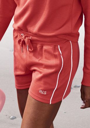 H.I.S Shorts H.I.S, Damen, Gr. 32/34, N-Gr, rot, Interlock, Obermaterial: 60% Baumwolle, 40% Polyester, bestickt, unifarben, Basic, bequem ca. Mitte Obersch