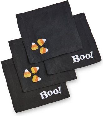 Tag Halloween Boo Crew Cotton Bar Coaster Set Black Multi 5x5 in 4 ct at Nordstrom