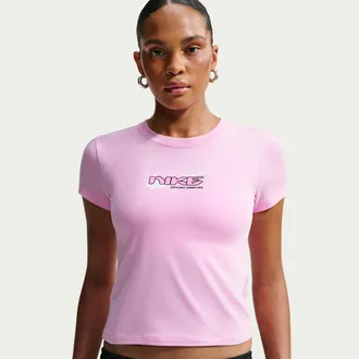 Nike Womens Nike Sportswear Chill Knit Slim Mod-Cropped T-Shirt in Grey | IM6375-013