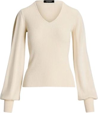 Ralph Lauren Maglione Vesta con scollo a V - - Knitwear - Donna - Beige - S