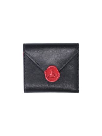 Vivienne Westwood Black Envelope Orb Embossed Leather Wallet