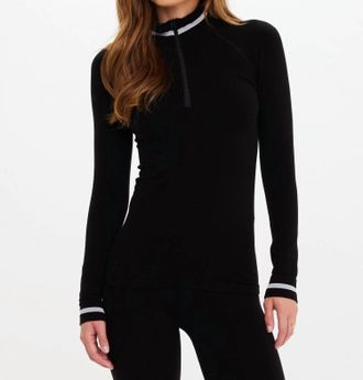 The Upside Wool Seamless Base Quarter Zip Top In Black